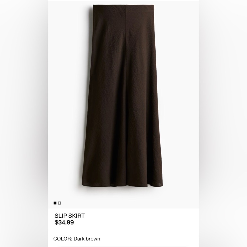 H&M Dark Brown Maxi Slip Skirt